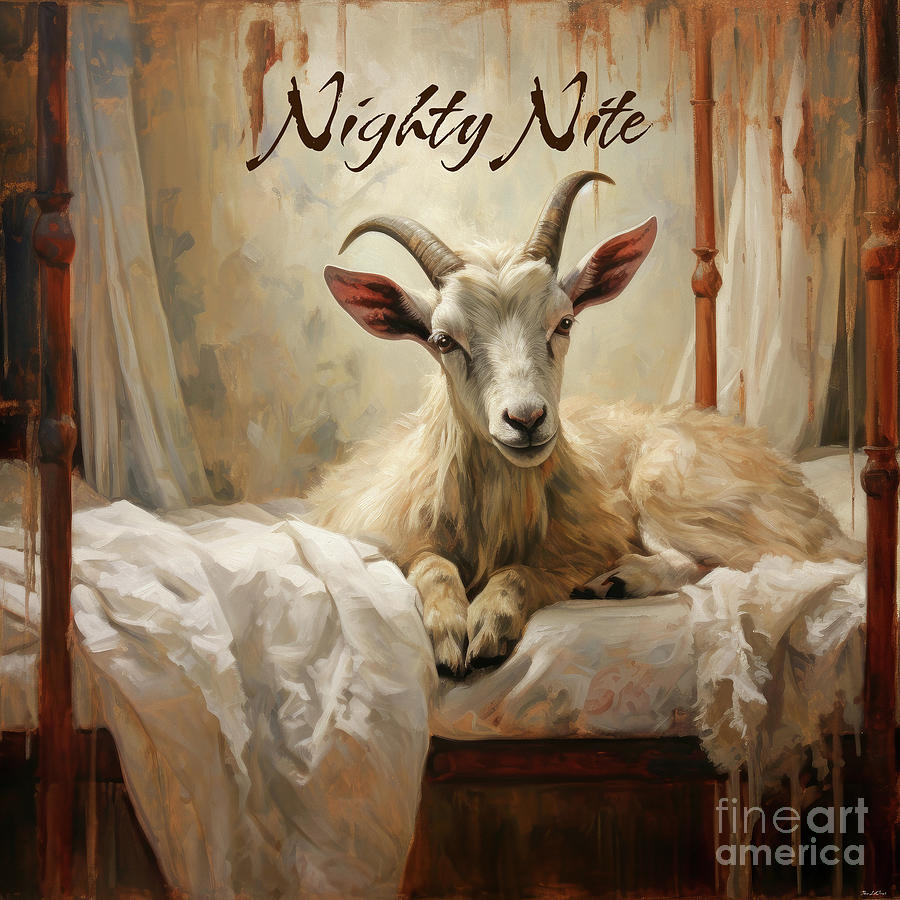 Nighty Nite Goat Painting by Tina LeCour Nighty Nite Goat Painting by Tina LeCour