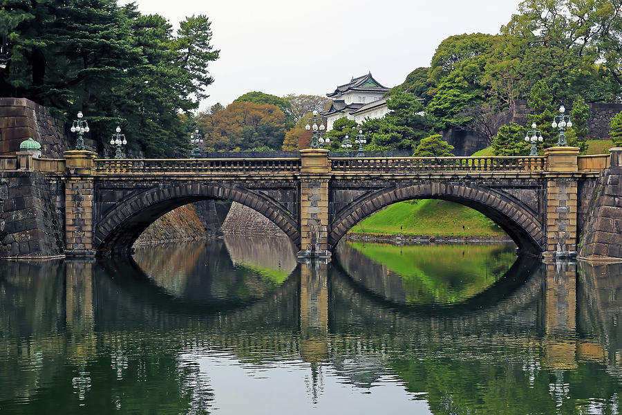 Nijubashi Bridge or Spectacles Bridge at Tokyo Imperial Palace Photograph by Shixing Wen