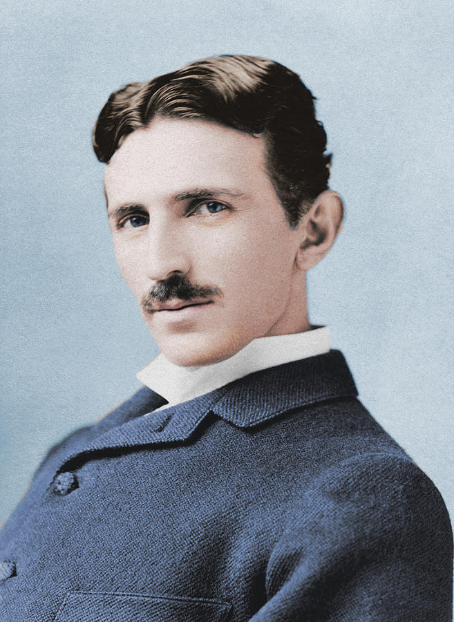 Nikola Tesla - Colorized Photograph by War Is Hell Store