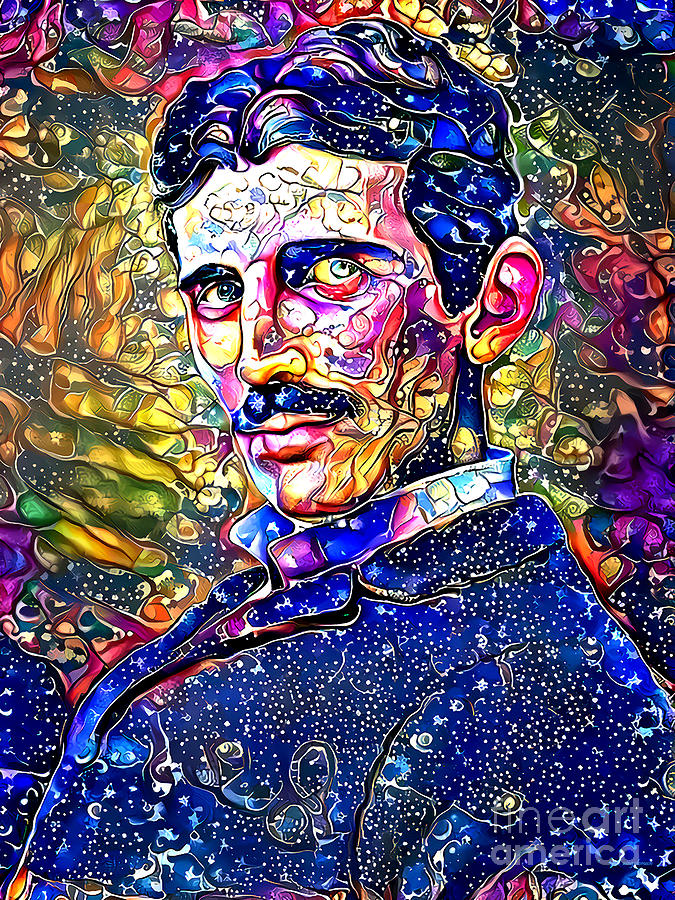 Nikola Tesla Conquers Electricity In Vibrant Colors 20210326 Photograph by Wingsdomain Art and Photography