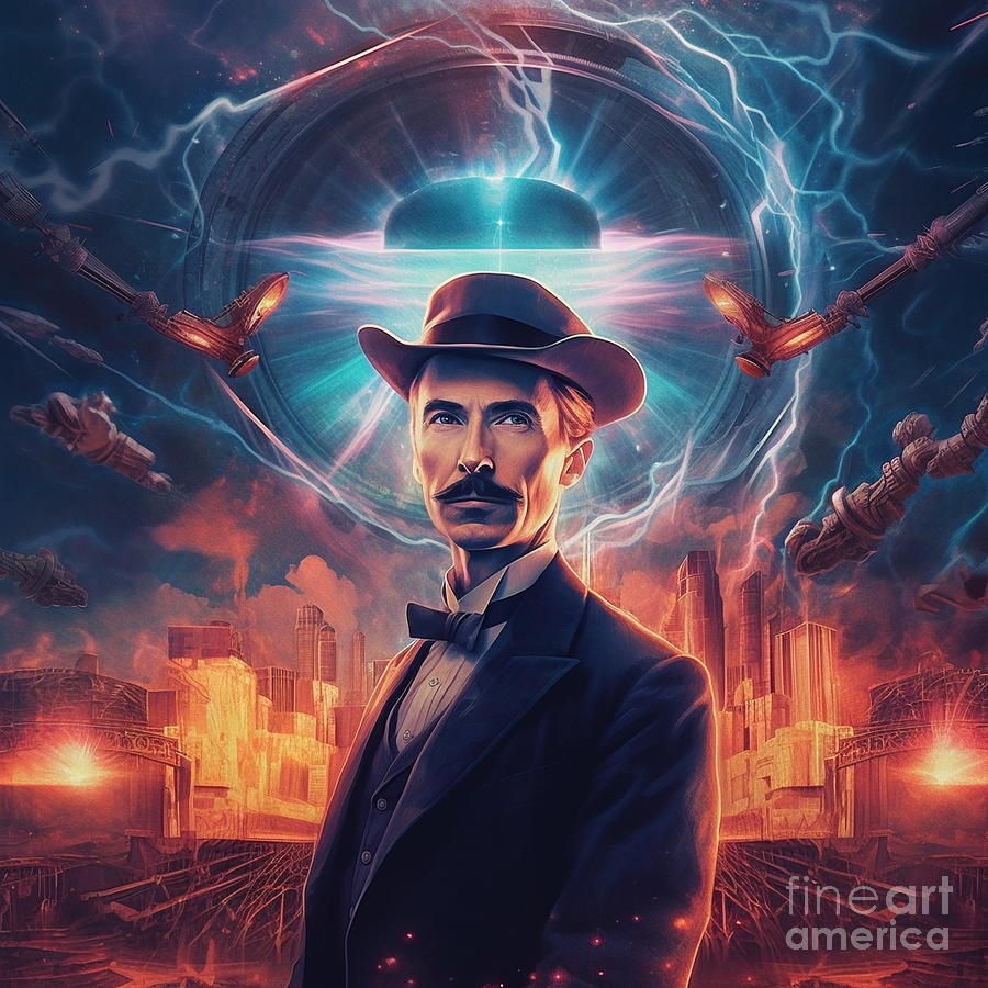 nIKOLA tESLA euphoric utopia cover art realist by Asar Studios Painting ...