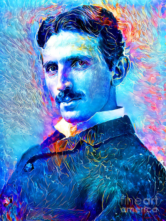Nikola Tesla Generates Electricity In Vibrant Colors 20210625 Photograph by Wingsdomain Art and Photography