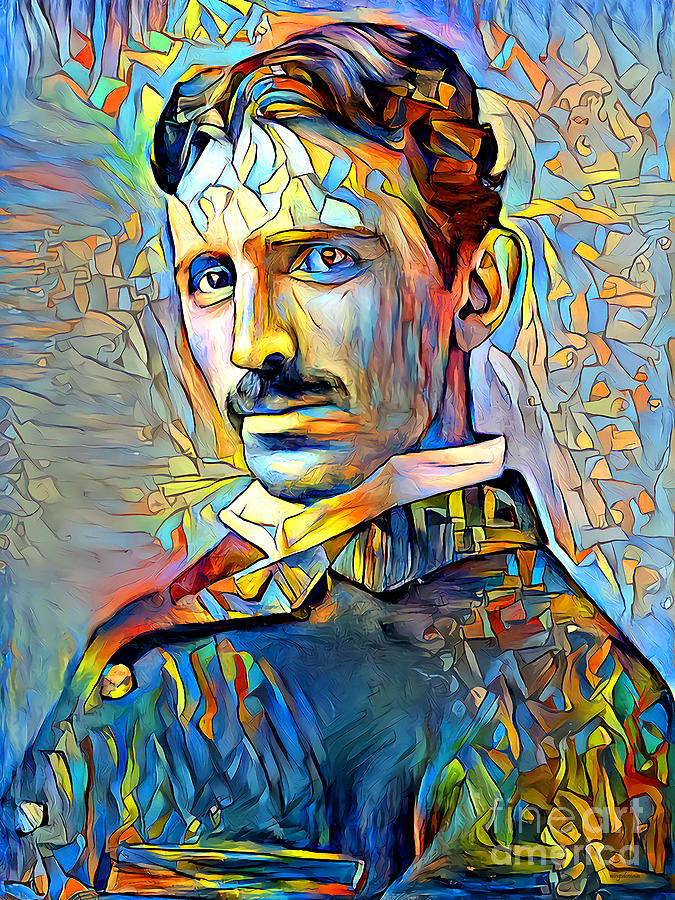 Nikola Tesla In Vibrant Contemporary Colors 20210324 Photograph by Wingsdomain Art and Photography
