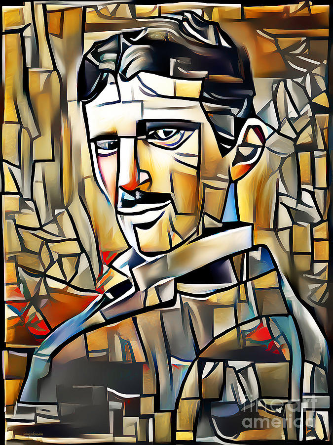 Nikola Tesla In Vibrant Contemporary Cubism Colors 20210510 Photograph by Wingsdomain Art and Photography