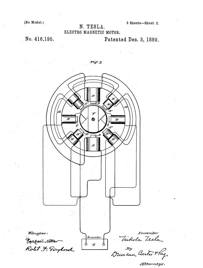 Nikola Tesla Patent Drawing Photograph by Milj - Fine Art America