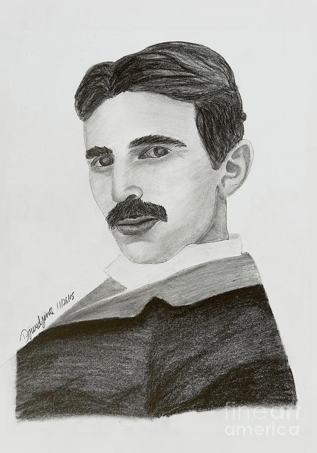 Nikola Tesla Portrait  Drawing by Djurdjina Jovanovic