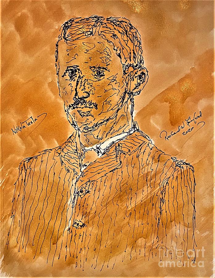 Nikola Tesla Painting by Richard W Linford
