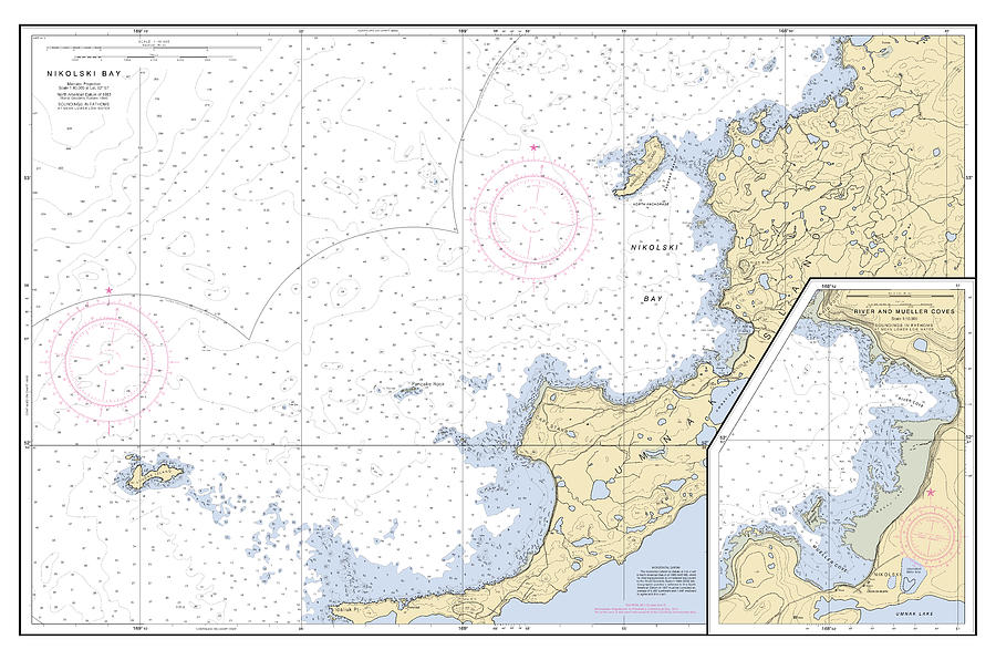 Nikolski Bay Umnak Island Alaska Chart 16511_3, Noaa Chart 16511 Digital Art by Nautical