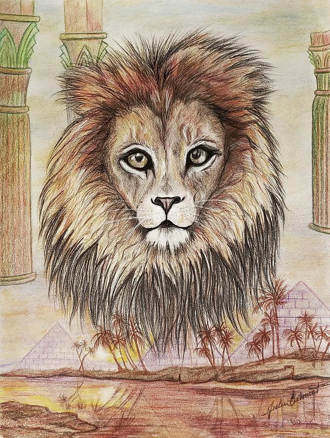 Nile Lion Drawing by Julie Belmont
