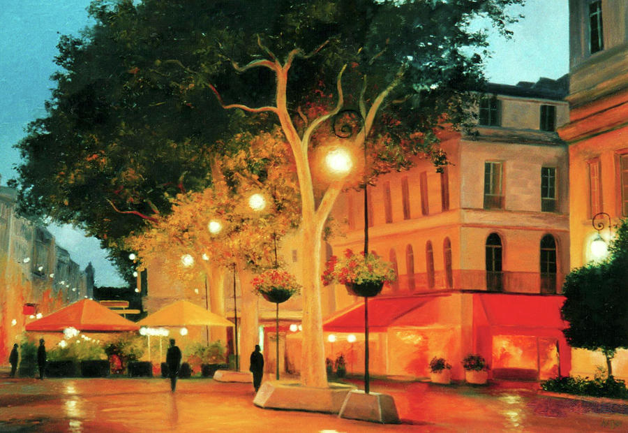 Nimes By Night Painting by Jan Matson