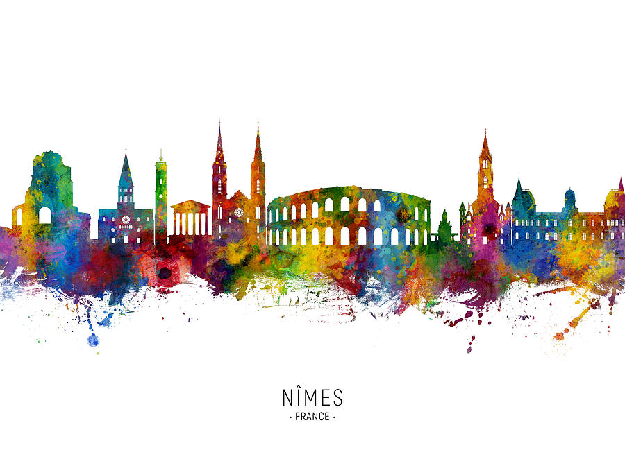 NImes France Skyline #10 Digital Art by Michael Tompsett