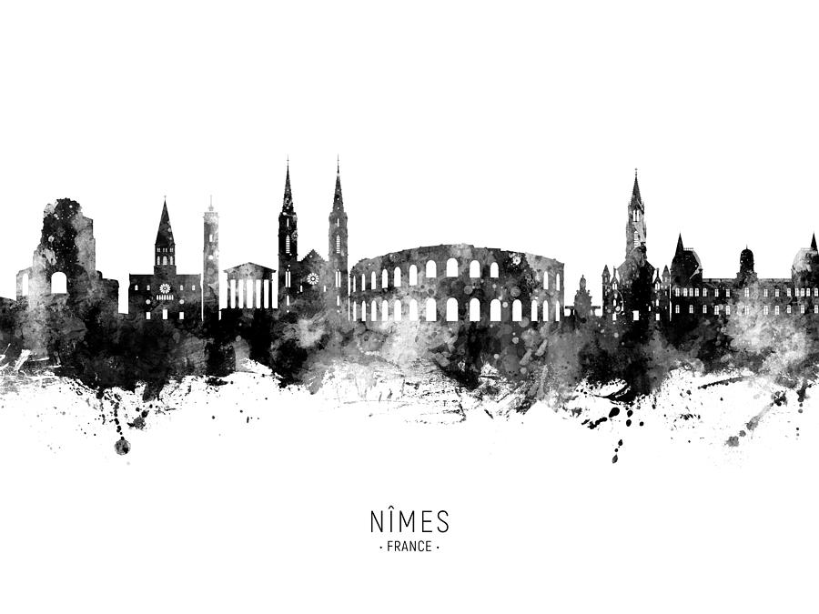 NImes France Skyline #11 Digital Art by Michael Tompsett
