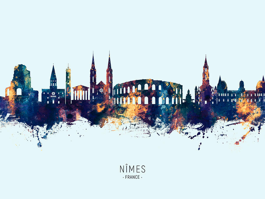 NImes France Skyline #13 Digital Art by Michael Tompsett