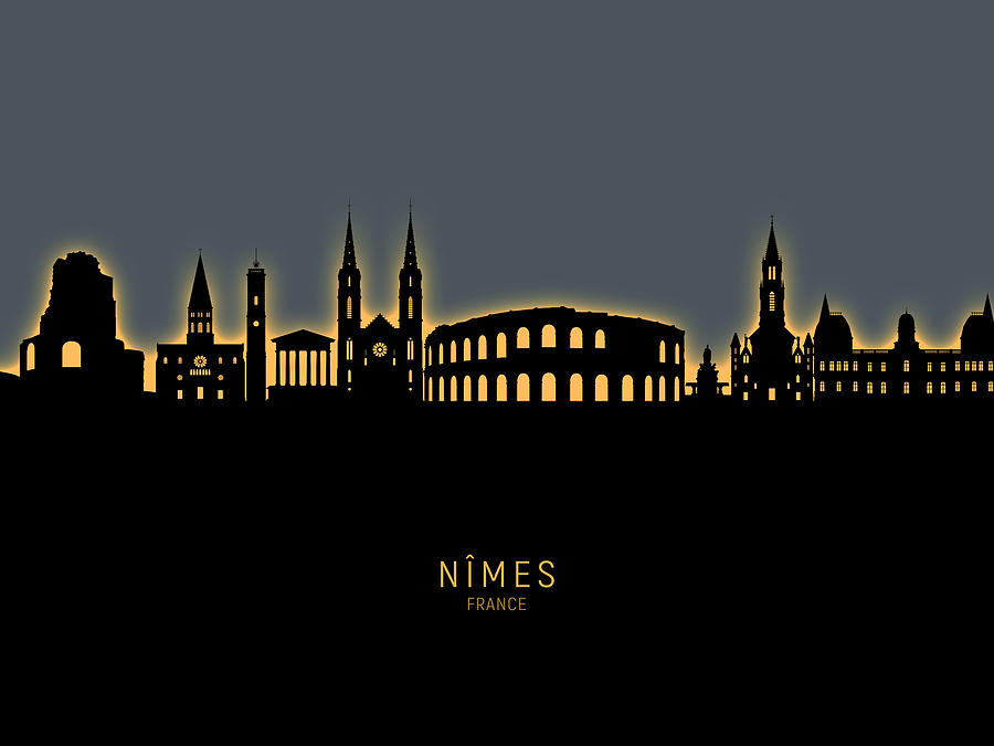 NImes France Skyline #23 Digital Art by Michael Tompsett