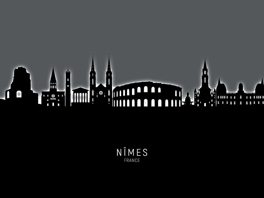 NImes France Skyline #24 Digital Art by Michael Tompsett