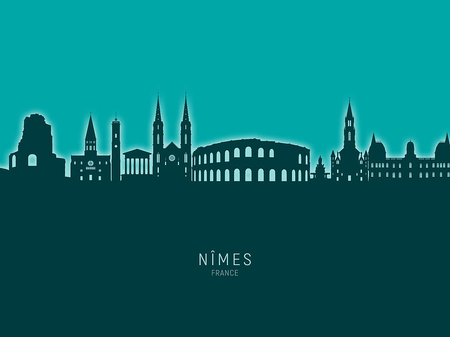 NImes France Skyline #25 Digital Art by Michael Tompsett