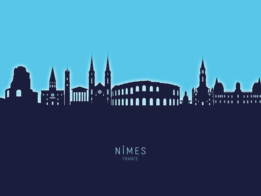 NImes France Skyline #26 Digital Art by Michael Tompsett
