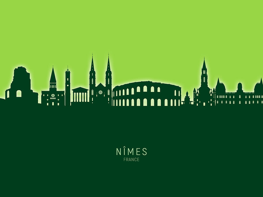NImes France Skyline #27 Digital Art by Michael Tompsett