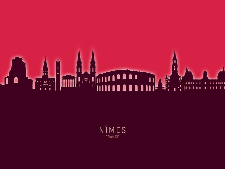NImes France Skyline #29 Digital Art by Michael Tompsett