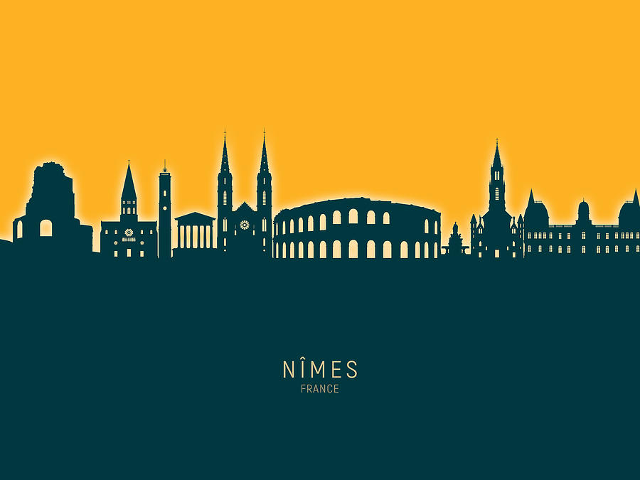 NImes France Skyline #30 Digital Art by Michael Tompsett