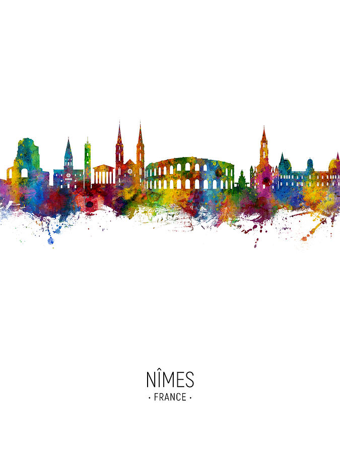 NImes France Skyline #32 Digital Art by Michael Tompsett