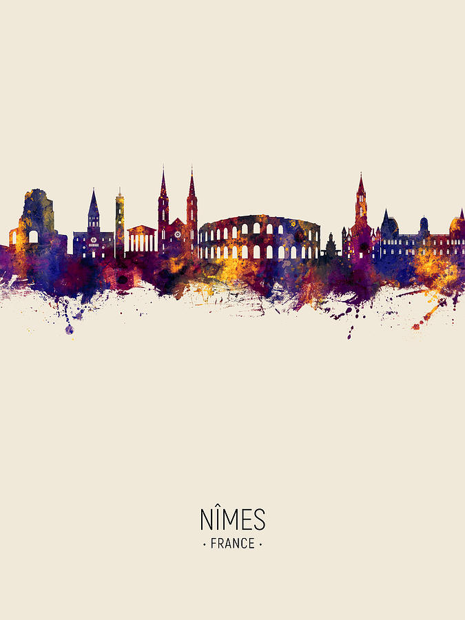 NImes France Skyline #33 Digital Art by Michael Tompsett