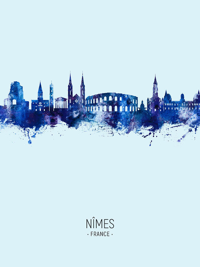 NImes France Skyline #34 Digital Art by Michael Tompsett