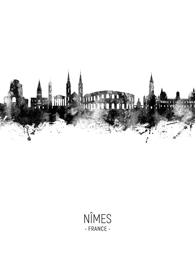 NImes France Skyline #36 Digital Art by Michael Tompsett
