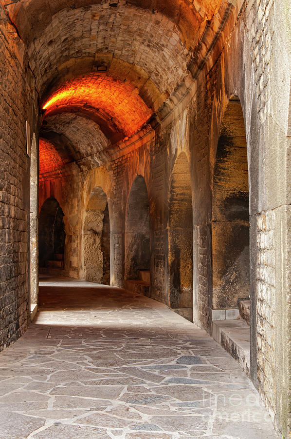 Nimes Roman Amphitheater Interior Corridor Photograph by Bob Phillips