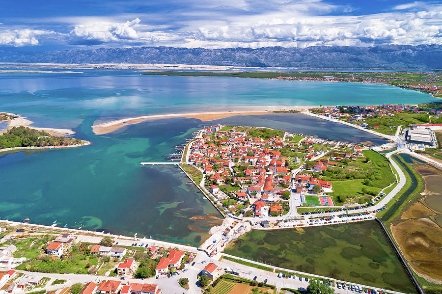 Nin. Historic town of Nin laguna aerial view with Velebit mounta Photograph by Brch Photography