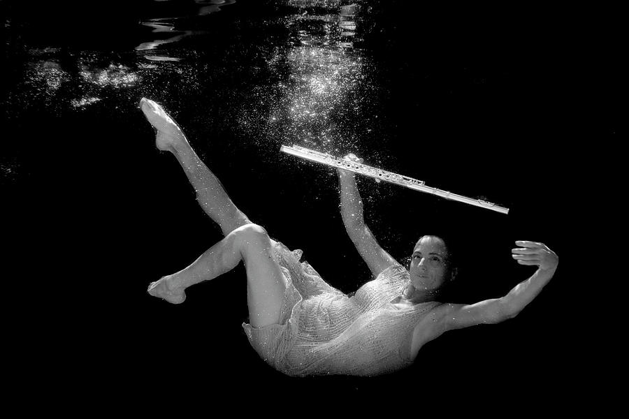 Nina in pool with flute 238 Photograph by Dan Friend