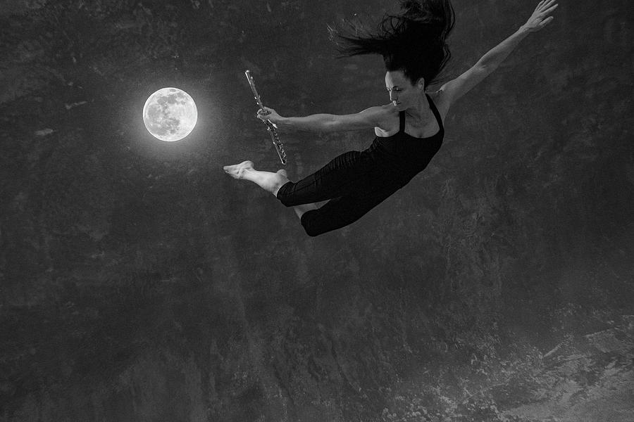 Nina practicing movement  floating with moon 18 Photograph by Dan Friend