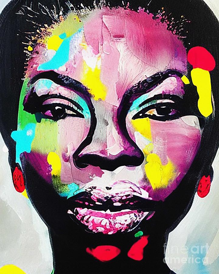 Nina Simone Abstract Art Mixed Media by Lisa Von - Fine Art America