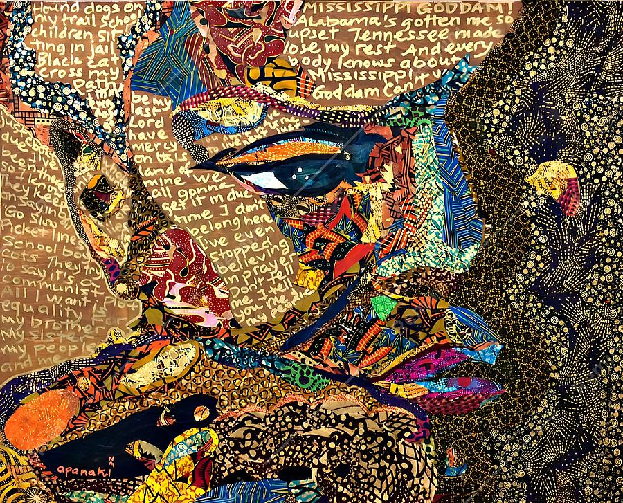 Nina Simone Fragmented- Mississippi Goddamn Tapestry - Textile by Apanaki Temitayo M