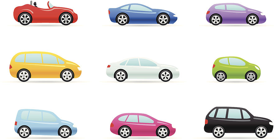 Nine colorful car selection icons in different models Drawing by Aaltazar