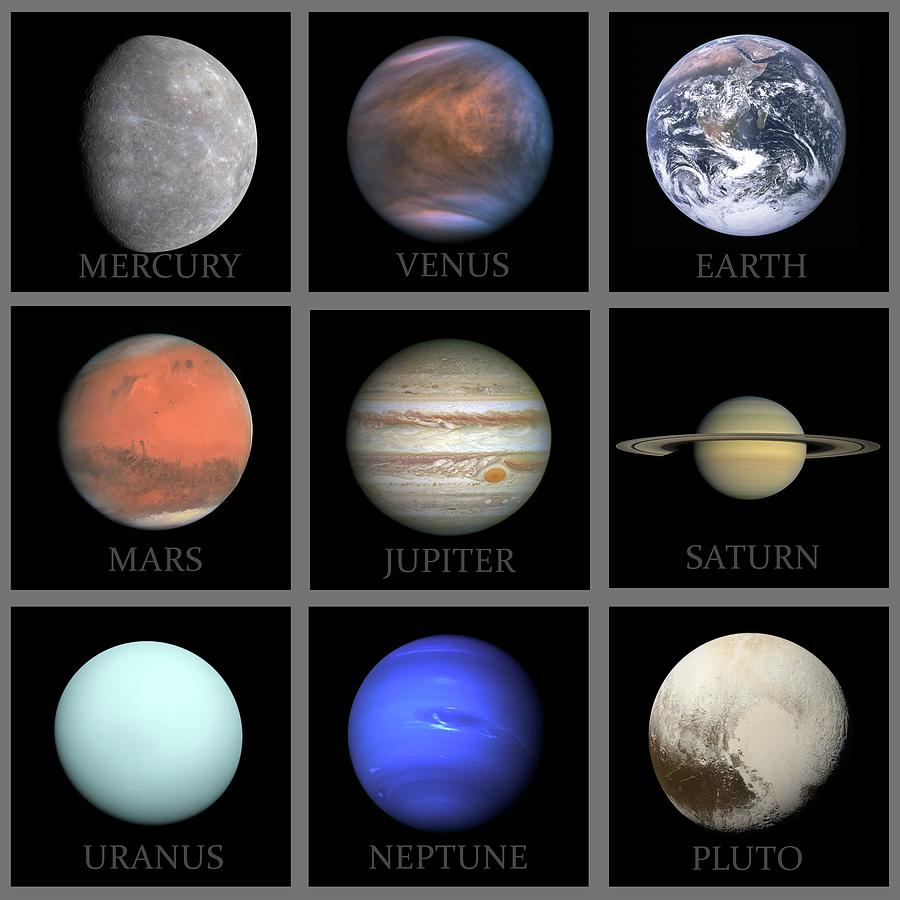 nine planets in their sizes