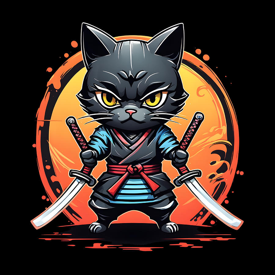 Ninja cat #4 Digital Art by Frederic Racaud - Fine Art America