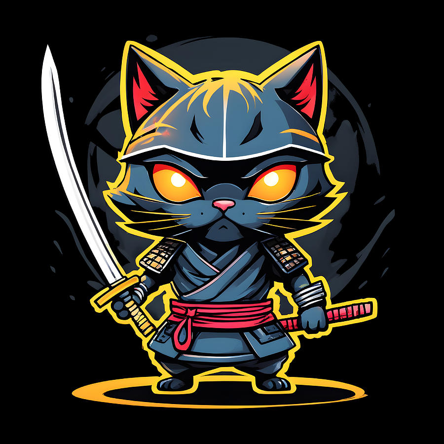 Ninja cat #5 Digital Art by Frederic Racaud - Fine Art America