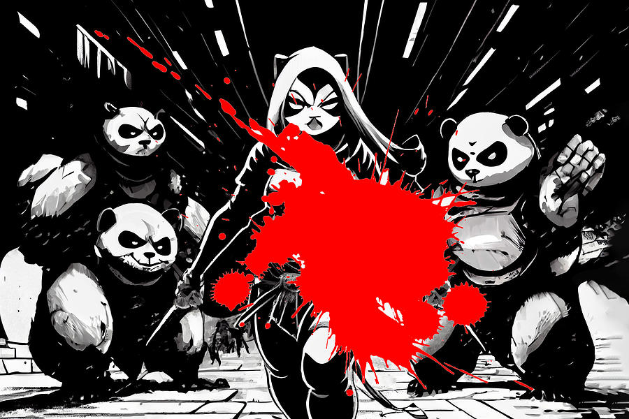 Ninja Nun and her Panda Gang Splat I Digital Art by David April