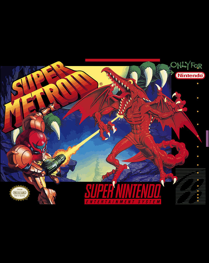 Nintendo Super Metroid Classic Box Art Graphic T Items Digital Art By Linh Nguyen 