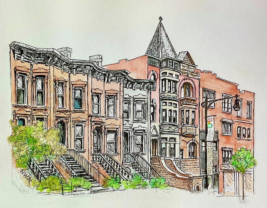 Ninth St., Park Slope, Brooklyn Painting by Nancy Wait