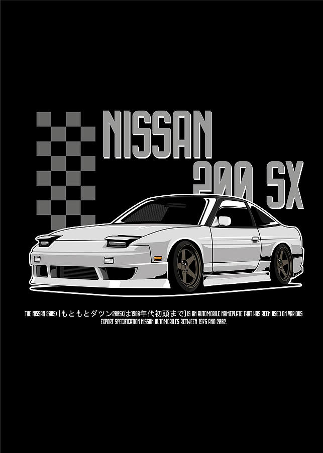 Nissan 200 SX White Poster Heru Herbul Tapestry - Textile by Rhett ...