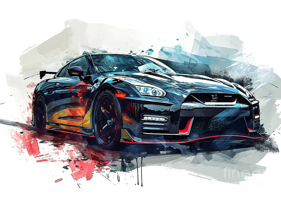 Abstract Painting - Nissan GTR Nismo NAttack Package auto vibrant colors by Clark Leffler