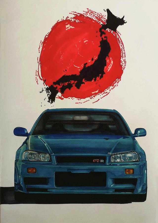 Nissan Gtr R34 Mixed Media By Andra Mihai