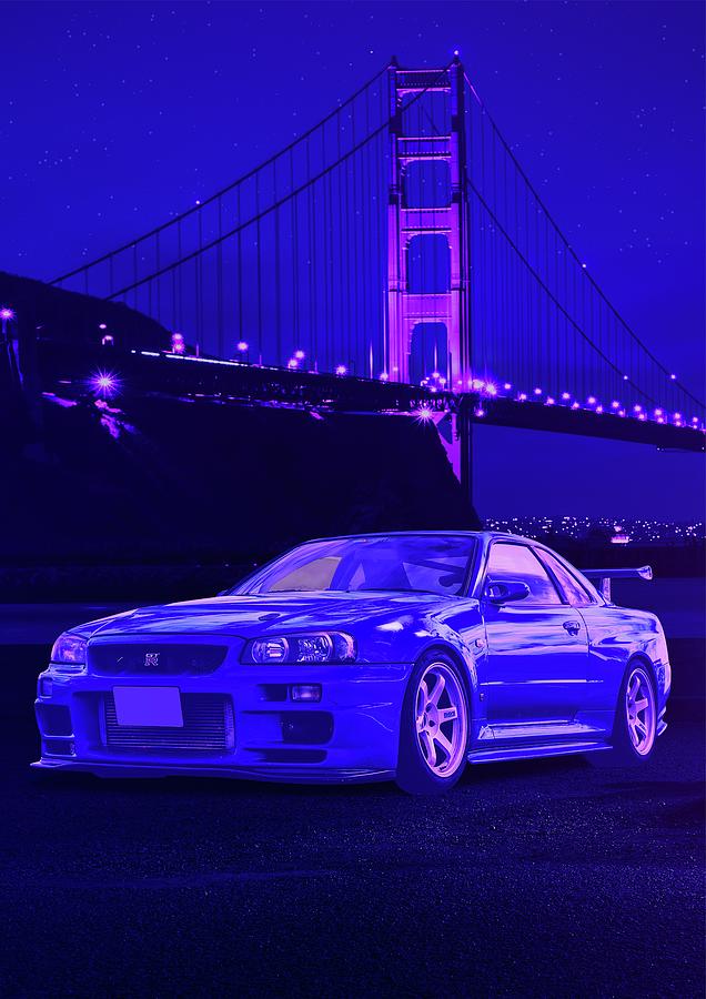 Nissan GTR R34 Digital Art by Nueman Ey