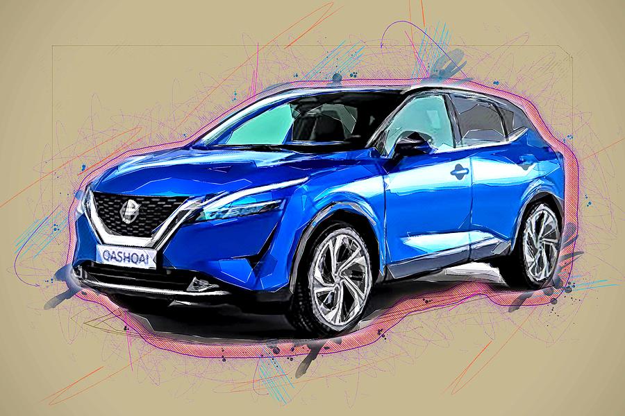 Nissan Qashqai 2021 Exterior Suv Blue Japanese Cars Mixed Media by Ola ...