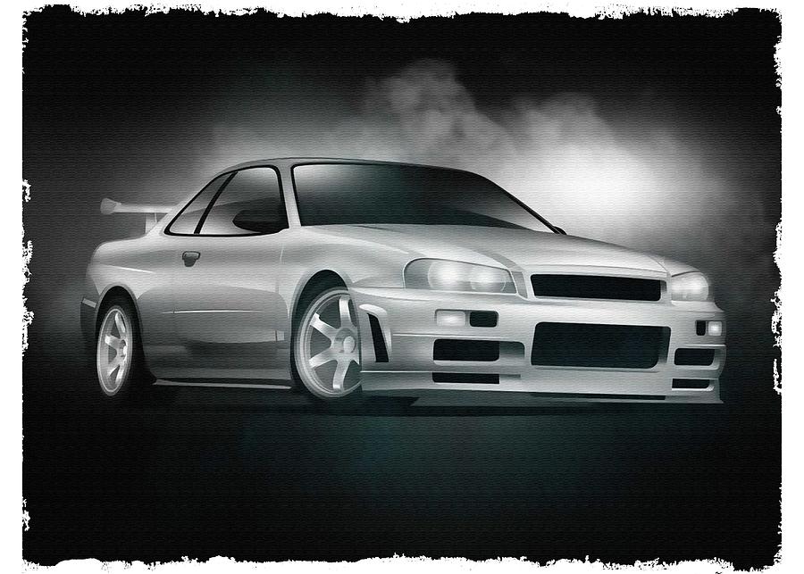 Nissan Skyline Gtr R34 Digital Art By Allen Baumbach