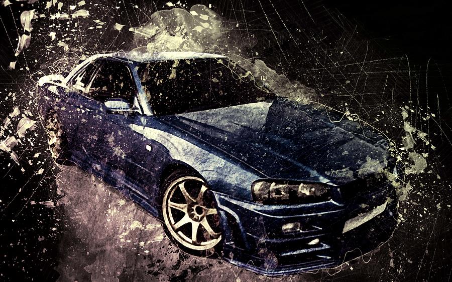 Nissan Skyline Tuning Nissan Gt R R34 Digital Art by Bren Denprice