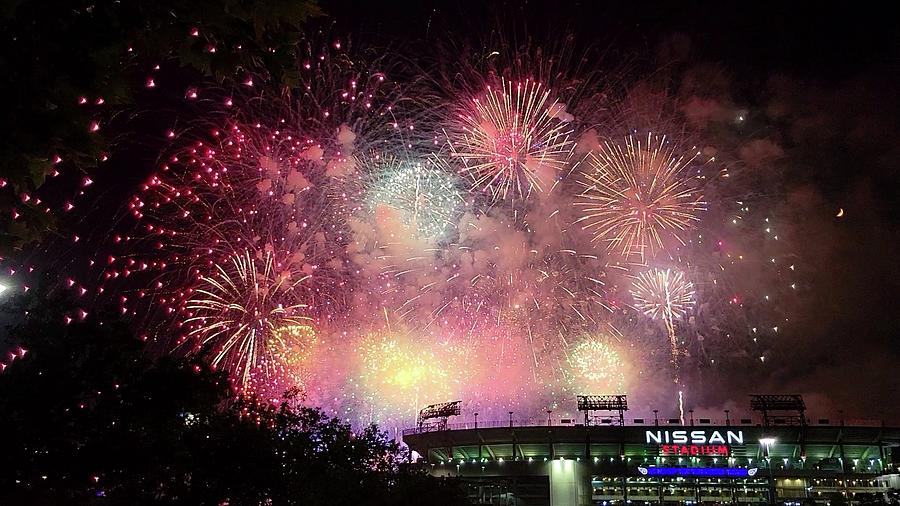 Nissan Stadium Nashville Fireworks  Photograph by Ally White