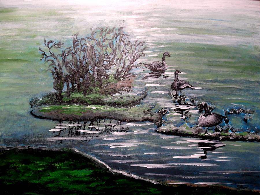 Nite Time On Lake Calabasas Painting